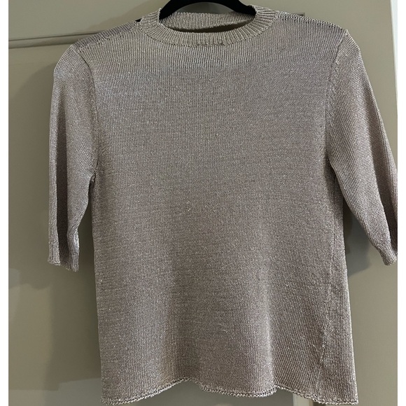 Topshop Metallic Gold/Nude V-Neck Top Size 6 - Picture 4 of 5